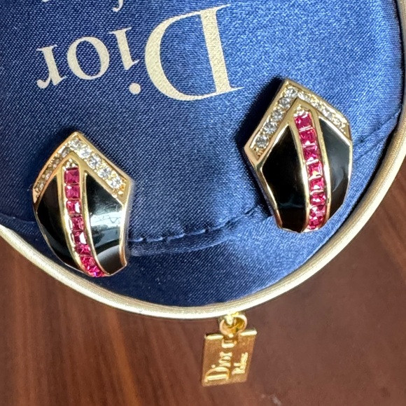Christian Dior Gold Clip-On Earrings - Picture 1 of 5